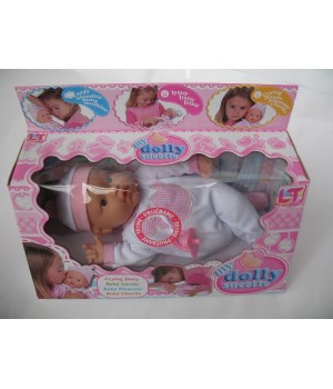 Пупс с мягким телом 37 см My Dolly sucette в бело-розовой одежде Loko Toys - 1