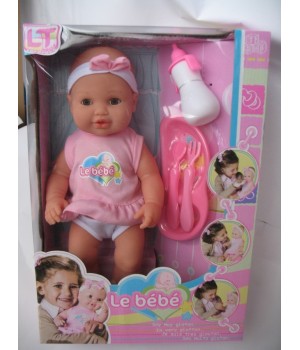 Пупс писающий резиновый 43 см девочка Le bebe в розовой одежде с аксессуарами Loko Toys - 1