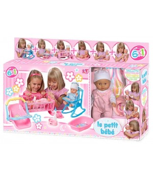 Пупс писающий резиновый Le Petit bebe в розовой одежде с аксессуарами 6 в 1 Loko Toys - 1