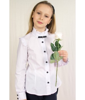 Блуза с длинным рукавом, брошью и декоративными оборками р122 Albero - 1