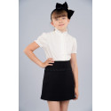 Блуза Sasha 3451-1 хлопковая для девочки, декор прошвой р146 молочная