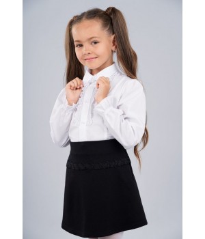 Блуза Sasha для девочки с длинным рукавом, декор кружевом 3438 р122 белая Sasha - 1