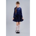 Стильное платье Sasha для девочки с плисерованной юбкой из велюра 4014 синее р140
