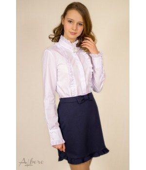Блуза с брошью Лилия-пайетки р128 белая Albero - 1
