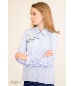 Блуза в голубую полоску с декором стрекоза р134 Albero - 1