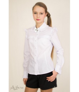 Блуза с кокеткой, круглым воротником и брошью р146 Albero - 1