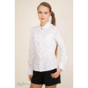 Блуза с кокеткой, круглым воротником и брошью р146