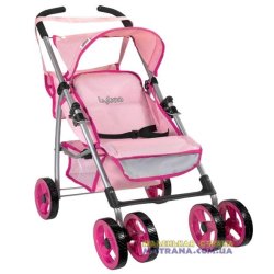 97040-001 Коляска для кукол четырехколесная летняя Byboo Pink 97040 розовая с поворотными передними колесами фото від «Маленька 