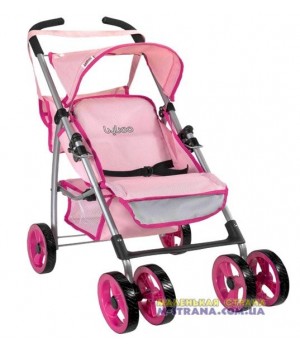 Коляска для кукол четырехколесная летняя Byboo Pink 97040 розовая с поворотными передними колесами Loko Toys - 1