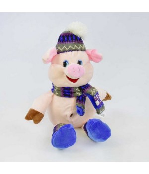 Мягкая игрушка C31859 Свинка в шапке 27см в полиэтилене Китай - 1
