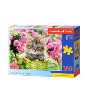 Пазл Castorland Kitten in Flower Garden 100эл B-111039 Котенок в цветочном саду Castorland - 1