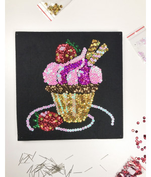 Набір для творчості з паєток 'Спокусливе тістечко' 25*25*2 см в кольоровій коробці APT 01-04-Колібрі Art